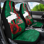 South Sydney Rabbitohs ANZAC Personalised Car Seat Cover Lest We Forget Poppy Camo