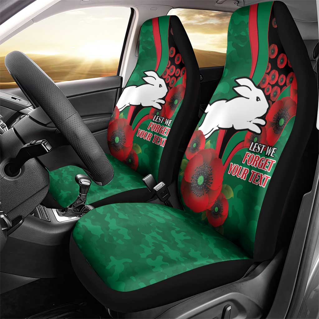 South Sydney Rabbitohs ANZAC Personalised Car Seat Cover Lest We Forget Poppy Camo