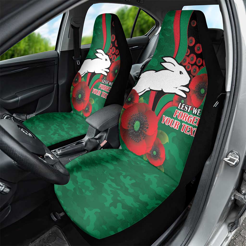 South Sydney Rabbitohs ANZAC Personalised Car Seat Cover Lest We Forget Poppy Camo
