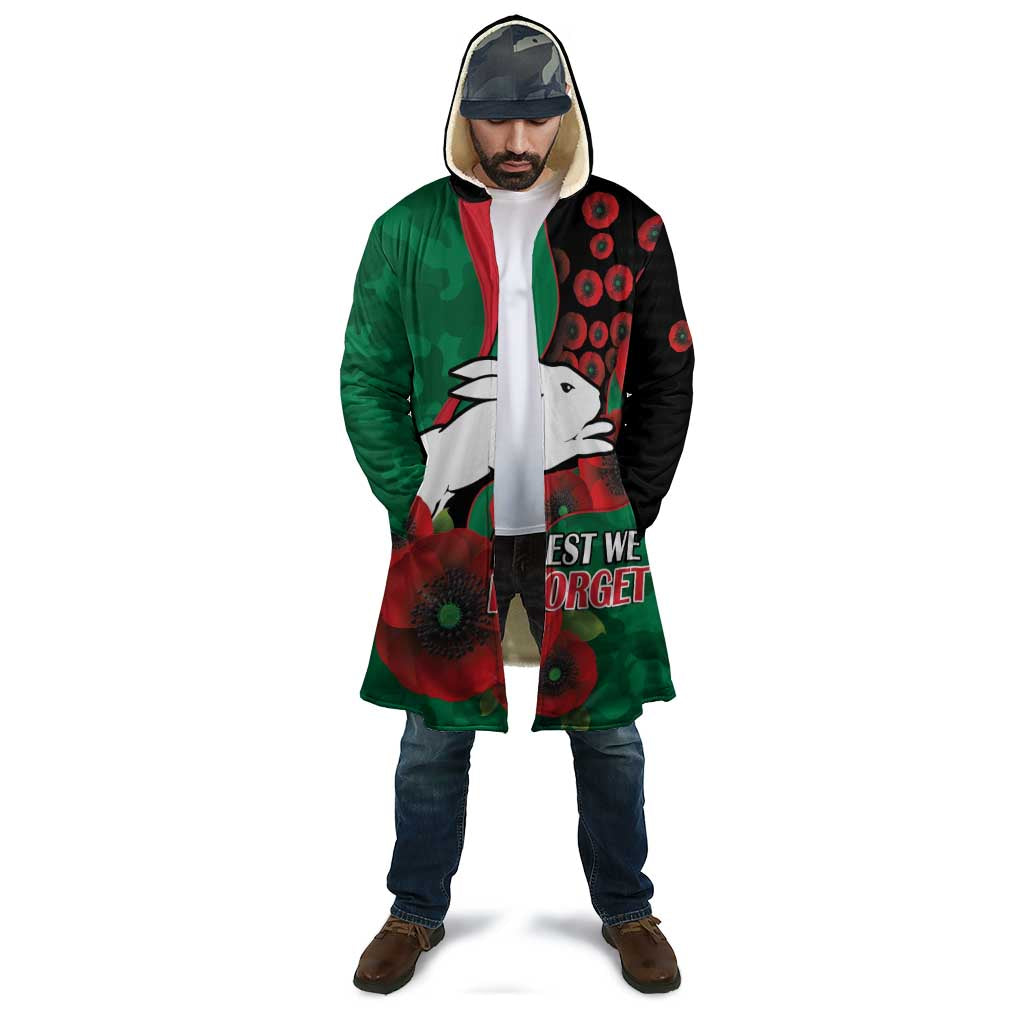 South Sydney Rabbitohs ANZAC Personalised Cloak Lest We Forget Poppy Camo