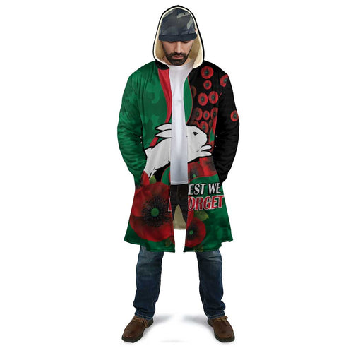 South Sydney Rabbitohs ANZAC Personalised Cloak Lest We Forget Poppy Camo