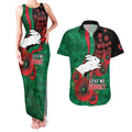 South Sydney Rabbitohs ANZAC Personalised Couples Matching Tank Maxi Dress and Hawaiian Shirt Lest We Forget Poppy Camo