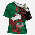 South Sydney Rabbitohs ANZAC Personalised Cross Shoulder Shirt Lest We Forget Poppy Camo