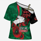 South Sydney Rabbitohs ANZAC Personalised Cross Shoulder Shirt Lest We Forget Poppy Camo