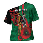 South Sydney Rabbitohs ANZAC Personalised Cross Shoulder Shirt Lest We Forget Poppy Camo