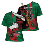 South Sydney Rabbitohs ANZAC Personalised Cross Shoulder Shirt Lest We Forget Poppy Camo
