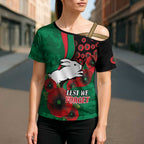 South Sydney Rabbitohs ANZAC Personalised Cross Shoulder Shirt Lest We Forget Poppy Camo