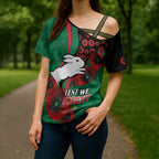 South Sydney Rabbitohs ANZAC Personalised Cross Shoulder Shirt Lest We Forget Poppy Camo