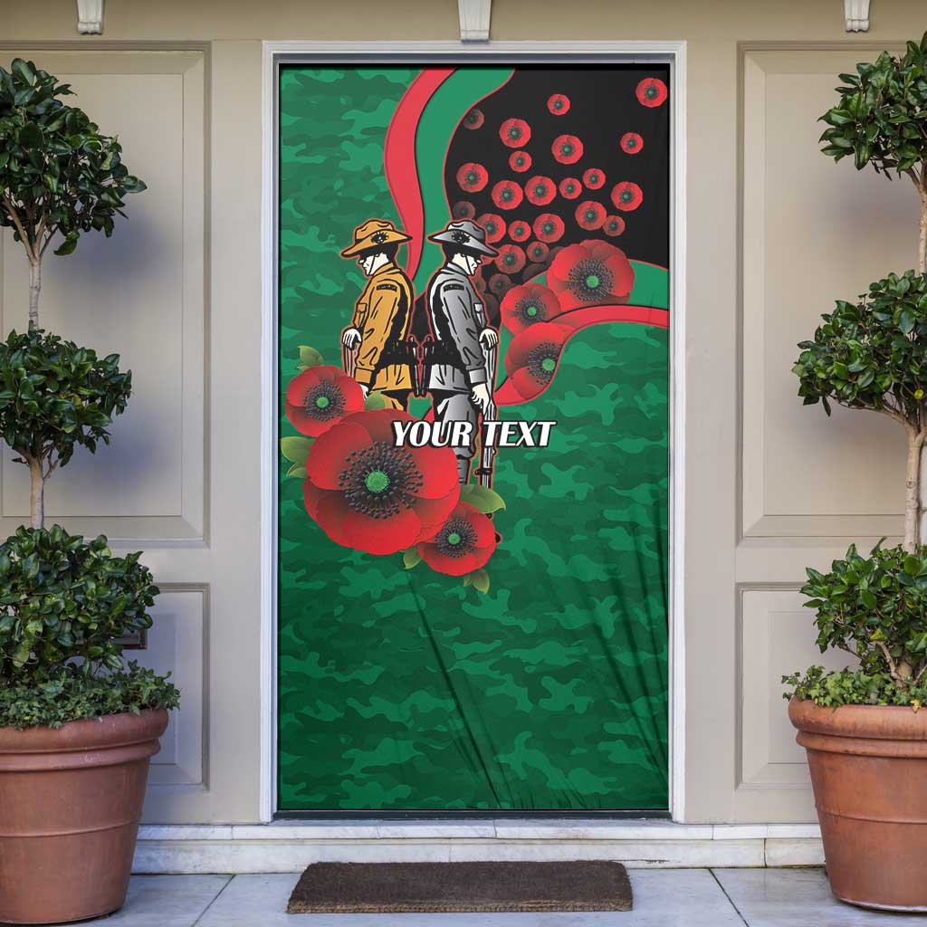 South Sydney Rabbitohs ANZAC Personalised Door Cover Lest We Forget Poppy Camo