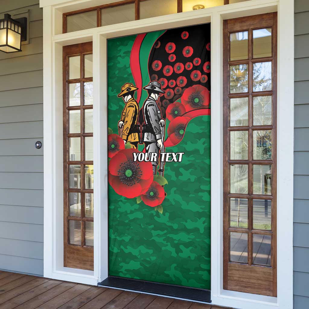 South Sydney Rabbitohs ANZAC Personalised Door Cover Lest We Forget Poppy Camo