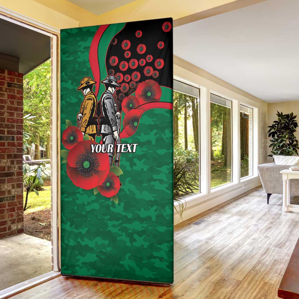 South Sydney Rabbitohs ANZAC Personalised Door Cover Lest We Forget Poppy Camo