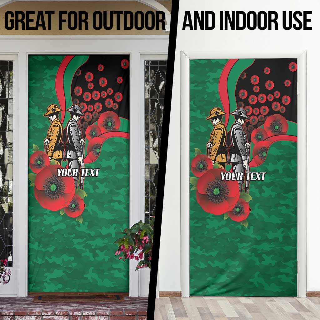 South Sydney Rabbitohs ANZAC Personalised Door Cover Lest We Forget Poppy Camo