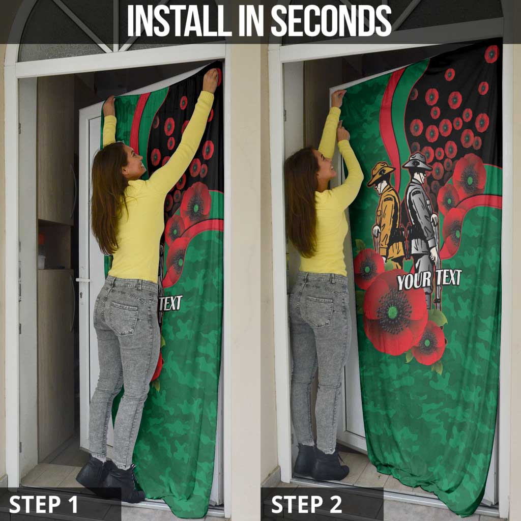 South Sydney Rabbitohs ANZAC Personalised Door Cover Lest We Forget Poppy Camo