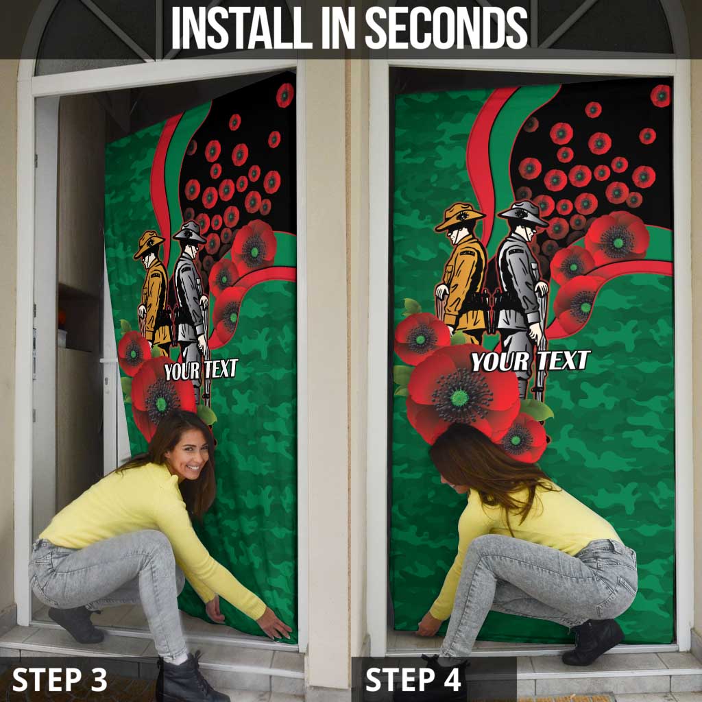 South Sydney Rabbitohs ANZAC Personalised Door Cover Lest We Forget Poppy Camo
