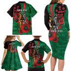 South Sydney Rabbitohs ANZAC Personalised Family Matching Long Sleeve Bodycon Dress and Hawaiian Shirt Lest We Forget Poppy Camo