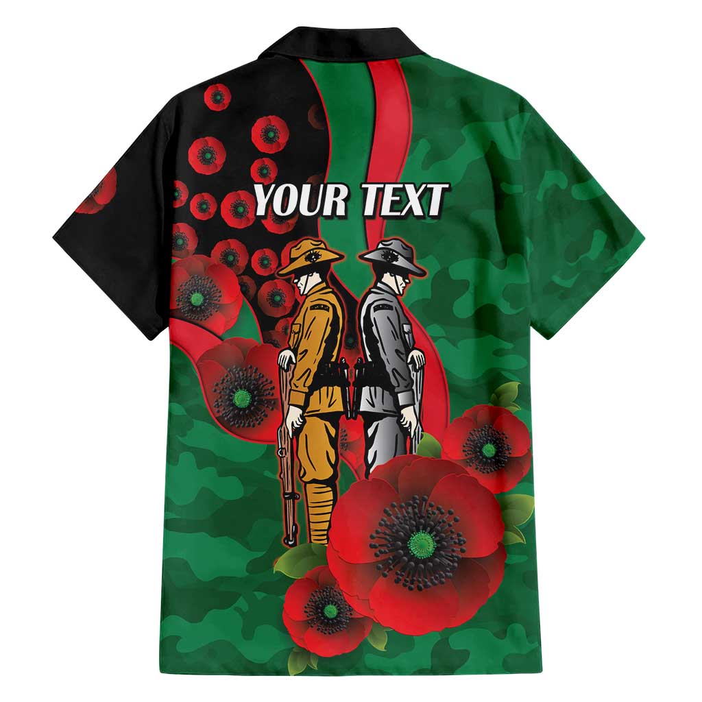 South Sydney Rabbitohs ANZAC Personalised Family Matching Mermaid Dress and Hawaiian Shirt Lest We Forget Poppy Camo