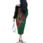 South Sydney Rabbitohs ANZAC Personalised Family Matching Off The Shoulder Long Sleeve Dress and Hawaiian Shirt Lest We Forget Poppy Camo