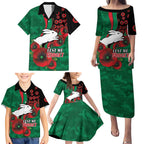 South Sydney Rabbitohs ANZAC Personalised Family Matching Puletasi and Hawaiian Shirt Lest We Forget Poppy Camo
