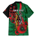South Sydney Rabbitohs ANZAC Personalised Family Matching Short Sleeve Bodycon Dress and Hawaiian Shirt Lest We Forget Poppy Camo