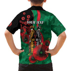 South Sydney Rabbitohs ANZAC Personalised Family Matching Summer Maxi Dress and Hawaiian Shirt Lest We Forget Poppy Camo