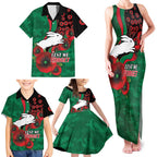 South Sydney Rabbitohs ANZAC Personalised Family Matching Tank Maxi Dress and Hawaiian Shirt Lest We Forget Poppy Camo