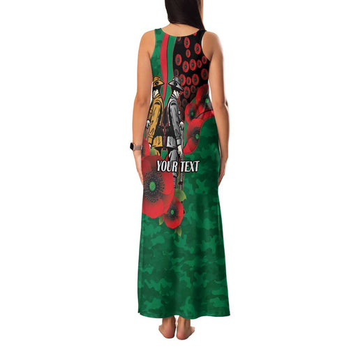 South Sydney Rabbitohs ANZAC Personalised Family Matching Tank Maxi Dress and Hawaiian Shirt Lest We Forget Poppy Camo