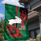 South Sydney Rabbitohs ANZAC Personalised Garden Flag Lest We Forget Poppy Camo