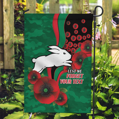 South Sydney Rabbitohs ANZAC Personalised Garden Flag Lest We Forget Poppy Camo