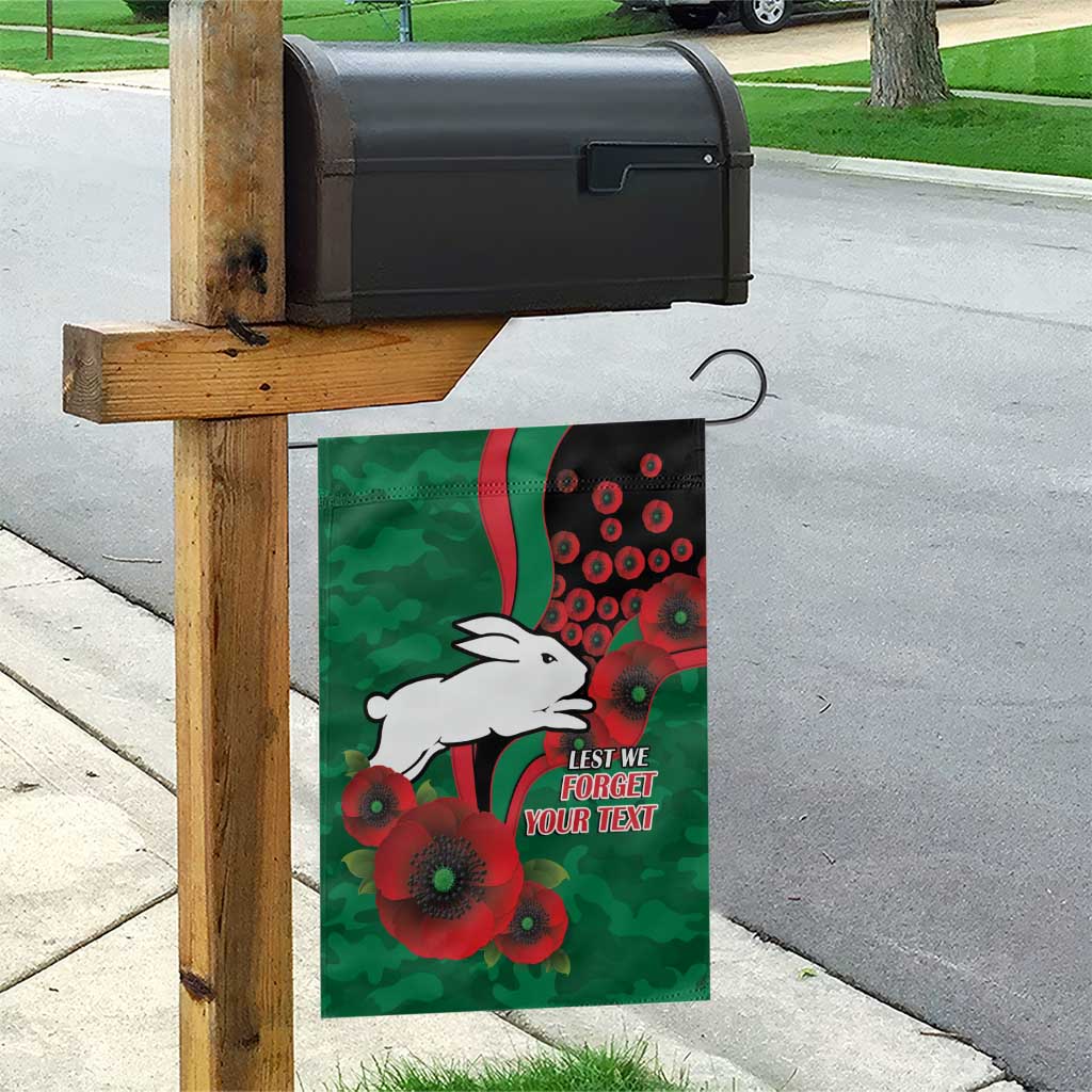 South Sydney Rabbitohs ANZAC Personalised Garden Flag Lest We Forget Poppy Camo