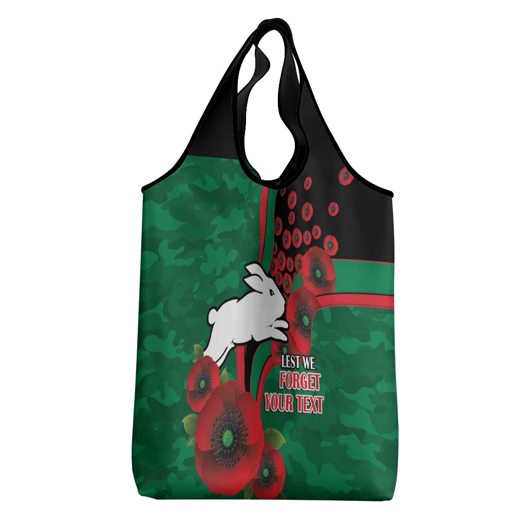 South Sydney Rabbitohs ANZAC Personalised Grocery Bag Lest We Forget Poppy Camo