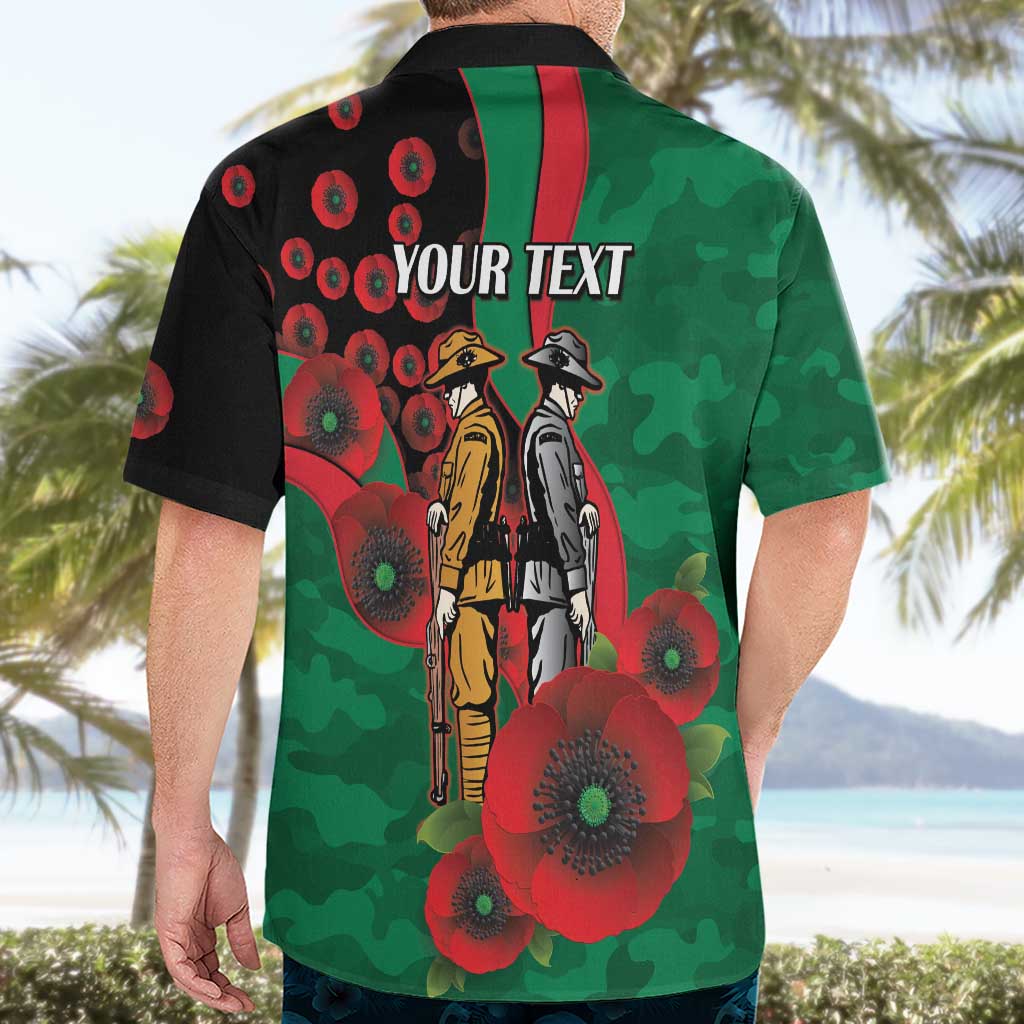 South Sydney Rabbitohs ANZAC Personalised Hawaiian Shirt Lest We Forget Poppy Camo
