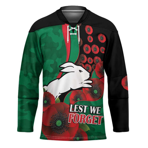 South Sydney Rabbitohs ANZAC Personalised Hockey Jersey Lest We Forget Poppy Camo