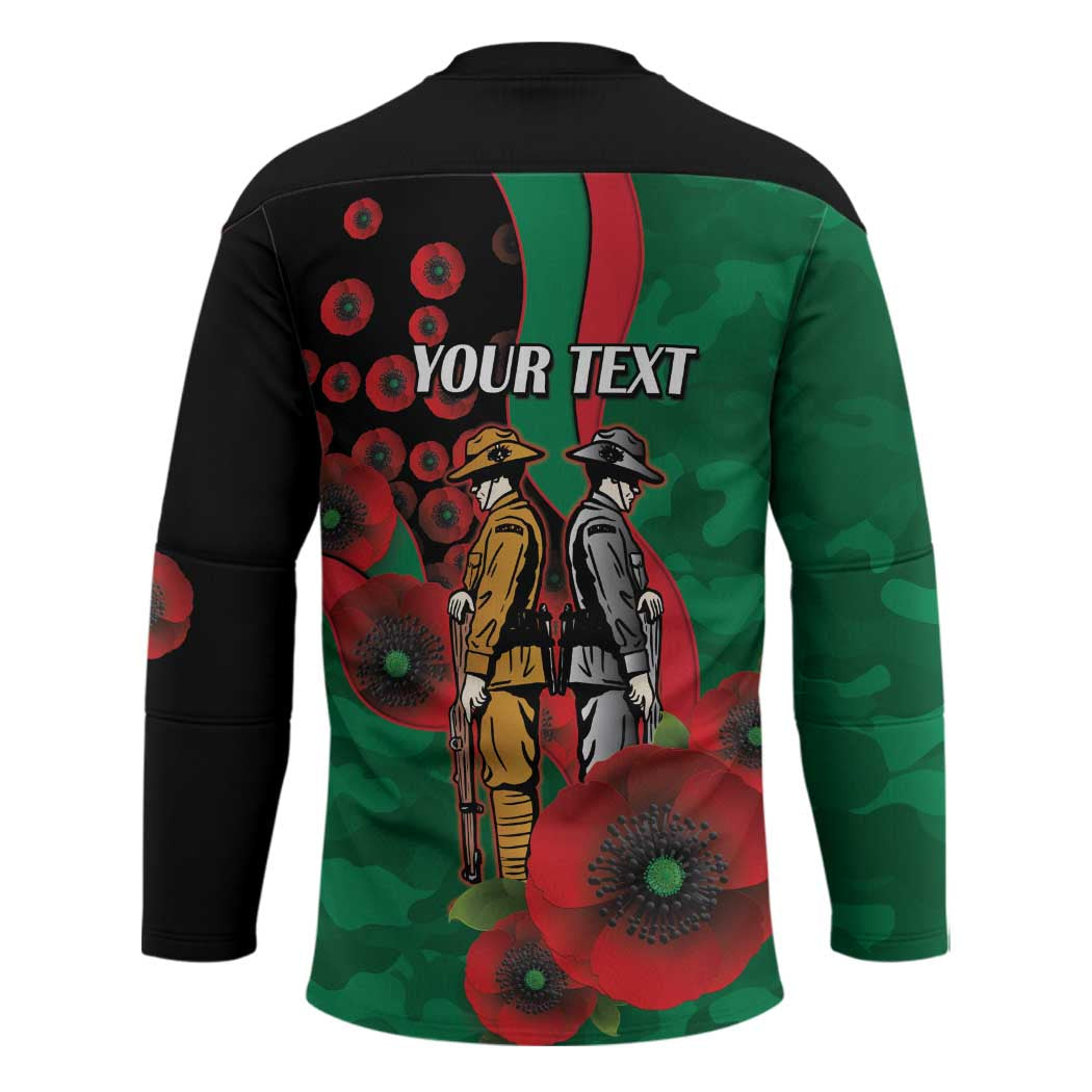 South Sydney Rabbitohs ANZAC Personalised Hockey Jersey Lest We Forget Poppy Camo