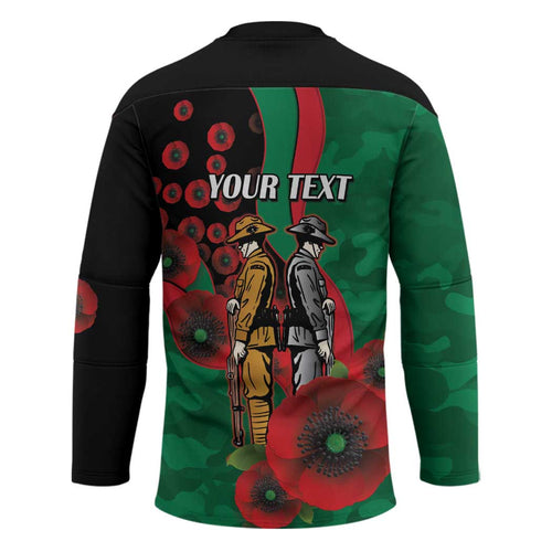 South Sydney Rabbitohs ANZAC Personalised Hockey Jersey Lest We Forget Poppy Camo