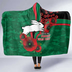 South Sydney Rabbitohs ANZAC Personalised Hooded Blanket Lest We Forget Poppy Camo