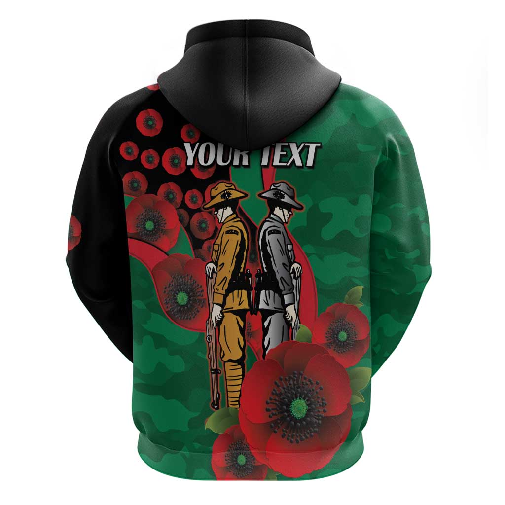 South Sydney Rabbitohs ANZAC Personalised Hoodie Lest We Forget Poppy Camo
