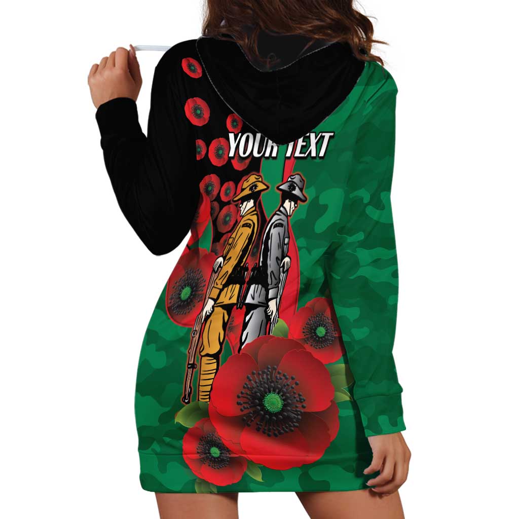 South Sydney Rabbitohs ANZAC Personalised Hoodie Dress Lest We Forget Poppy Camo