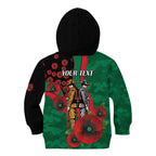 South Sydney Rabbitohs ANZAC Personalised Kid Hoodie Lest We Forget Poppy Camo