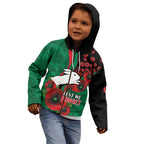 South Sydney Rabbitohs ANZAC Personalised Kid Hoodie Lest We Forget Poppy Camo