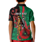 South Sydney Rabbitohs ANZAC Personalised Kid Polo Shirt Lest We Forget Poppy Camo