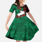 South Sydney Rabbitohs ANZAC Personalised Kid Short Sleeve Dress Lest We Forget Poppy Camo
