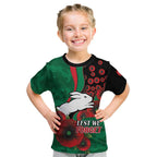South Sydney Rabbitohs ANZAC Personalised Kid T Shirt Lest We Forget Poppy Camo