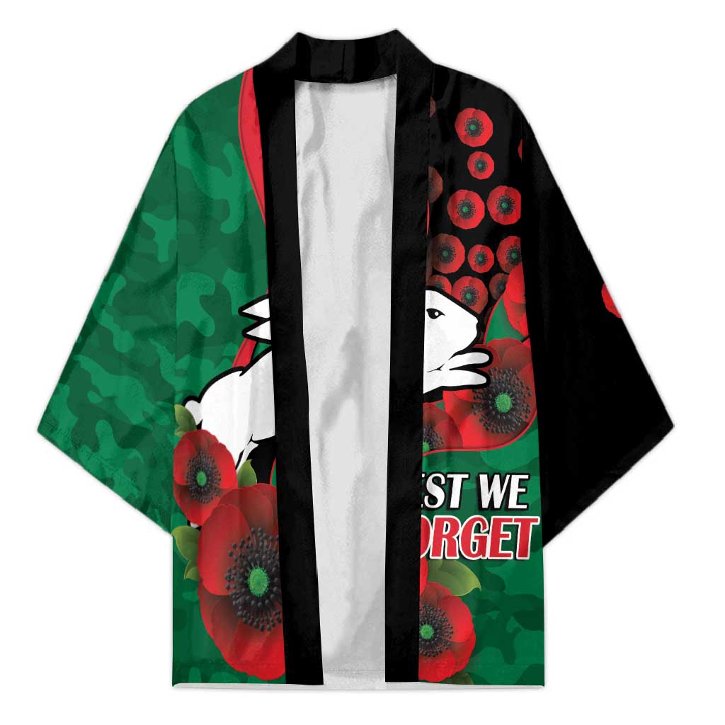 South Sydney Rabbitohs ANZAC Personalised Kimono Lest We Forget Poppy Camo