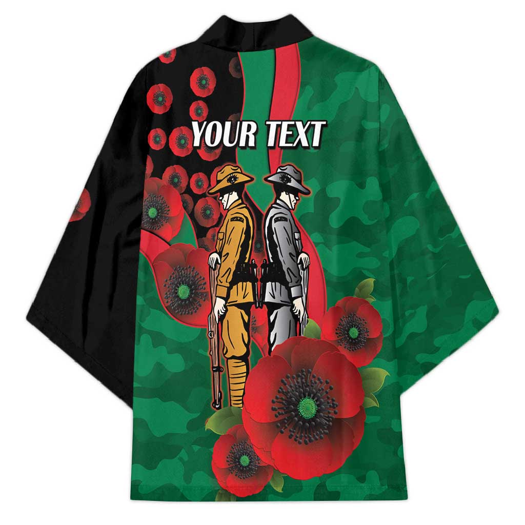 South Sydney Rabbitohs ANZAC Personalised Kimono Lest We Forget Poppy Camo