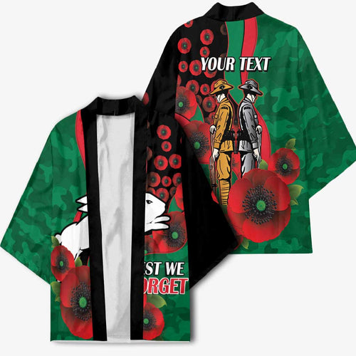 South Sydney Rabbitohs ANZAC Personalised Kimono Lest We Forget Poppy Camo