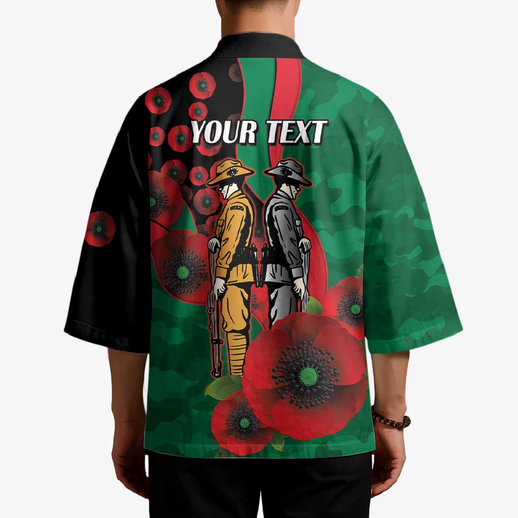 South Sydney Rabbitohs ANZAC Personalised Kimono Lest We Forget Poppy Camo