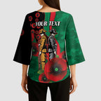 South Sydney Rabbitohs ANZAC Personalised Kimono Sleeve Blouse Lest We Forget Poppy Camo