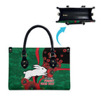 South Sydney Rabbitohs ANZAC Personalised Leather Bag Lest We Forget Poppy Camo