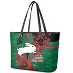 South Sydney Rabbitohs ANZAC Personalised Leather Tote Bag Lest We Forget Poppy Camo