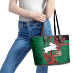 South Sydney Rabbitohs ANZAC Personalised Leather Tote Bag Lest We Forget Poppy Camo